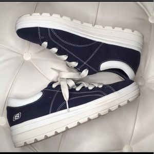 Skechers Canvas Contrast Lace Up Sneakers